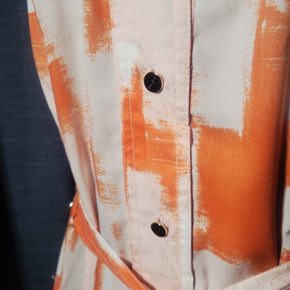 DKNY Orange/White Sleeveless Abstract V-Neck Maxi Sundress Size XL - Picture 4 of 13